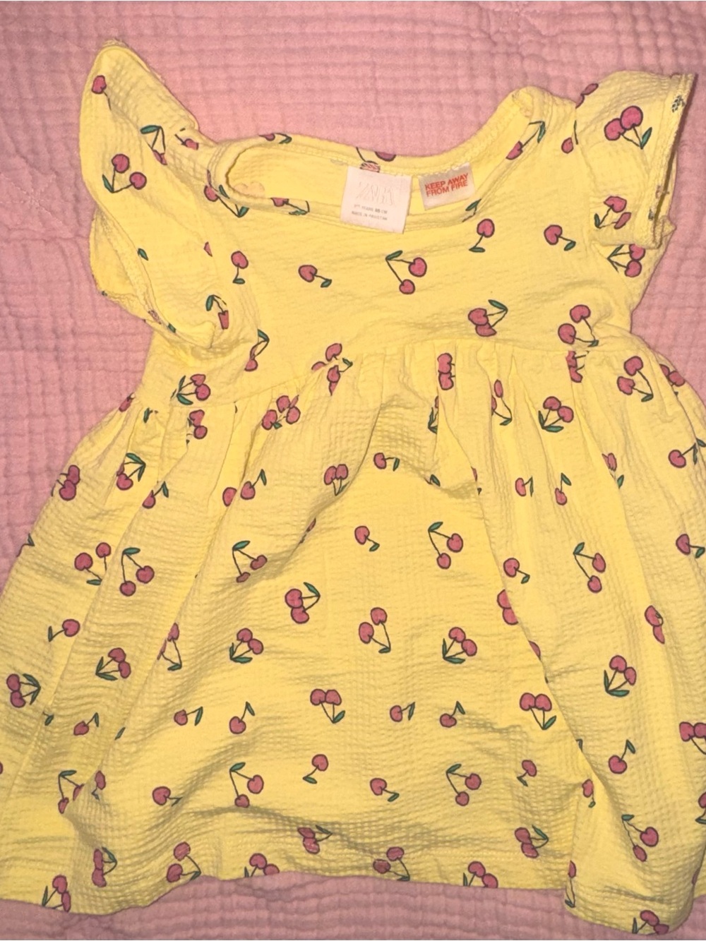 Zara Yellow Girls' Cherry Print Top